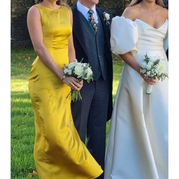 Reformation Zya Silk Yellow Dress 6 Dress - Picture 3 of 13